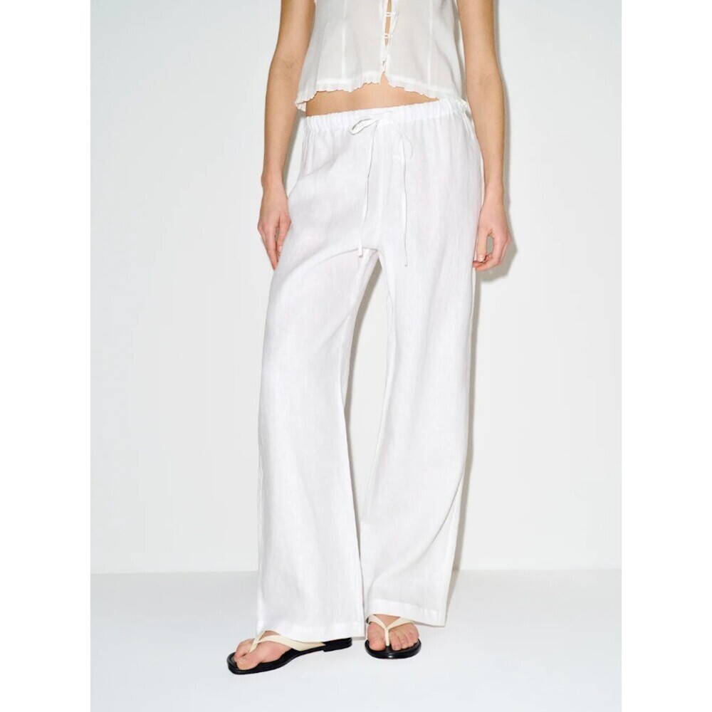Reformation Olina Linen Straight Leg Pants in White Size XL